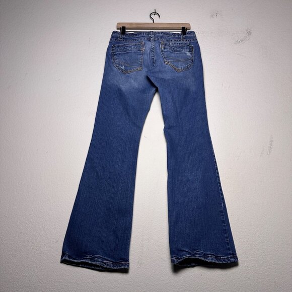 Aeropostale Hailey Skinny Women 9/10 Flare Denim Jean Pant Western Y2K Blue - Picture 2 of 12